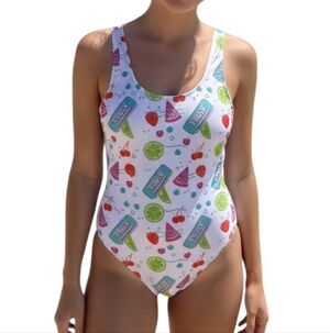 NWOT TRULY White Fruit Print One Piece Swimsuit